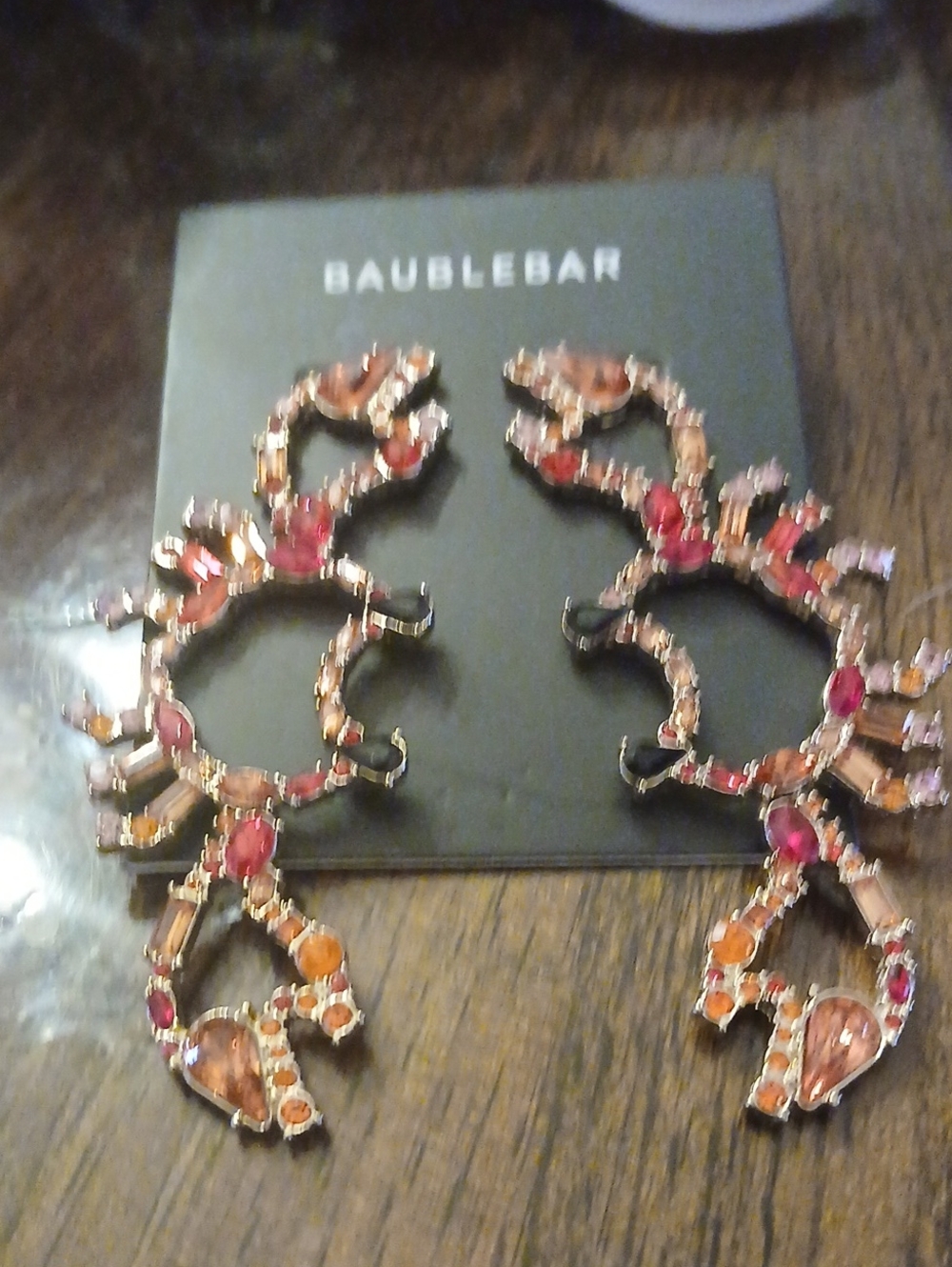 BaubleBar Pink and Orange Crystal Drop Earrings